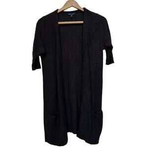 Eileen Fisher Brown Knit Short Sleeve Wool Blend Cardigan - XS